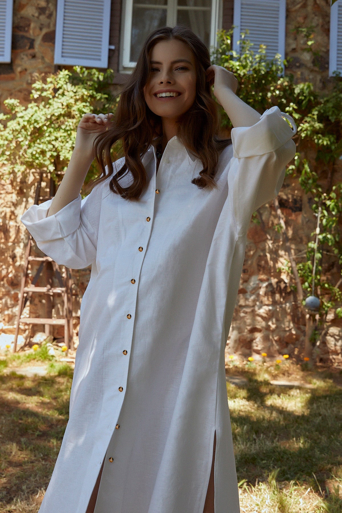Dora Oversized Linen Maternity Shirt