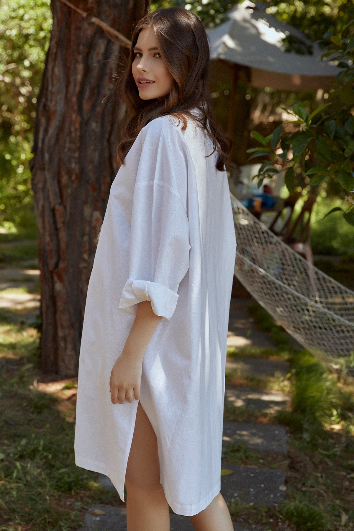 Dora Oversized Linen Maternity Shirt