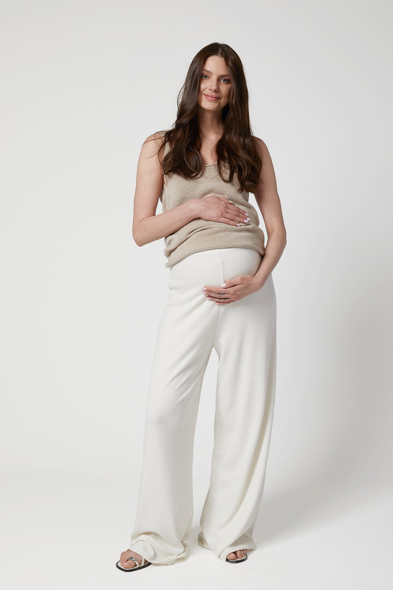 Celine Maternity Wide-Leg Trousers - White