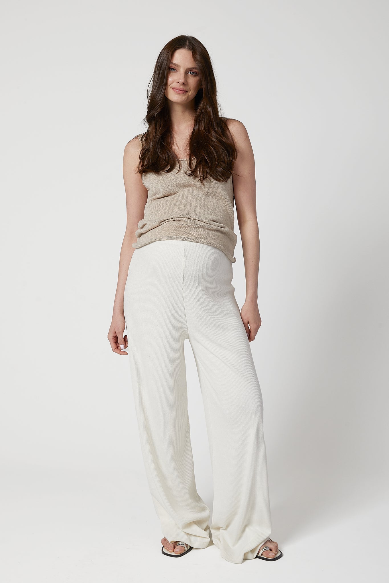 Celine Maternity Wide-Leg Trousers - White