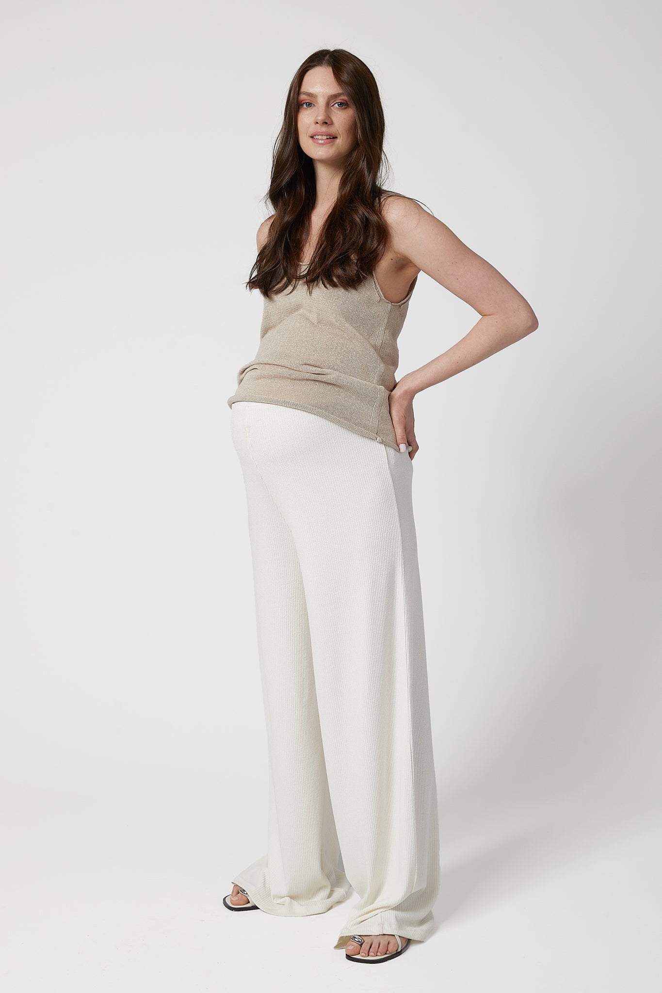 Celine Maternity Wide-Leg Trousers - White