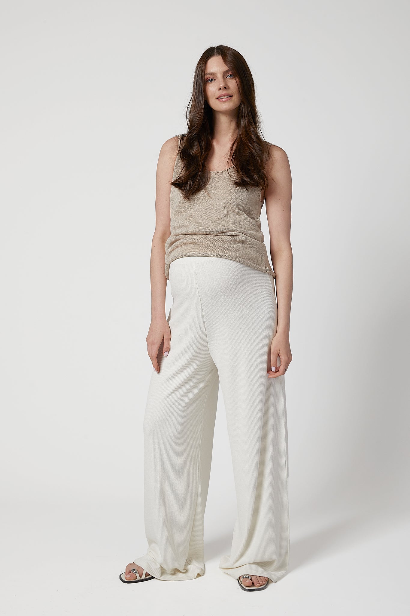 Celine Maternity Wide-Leg Trousers - White