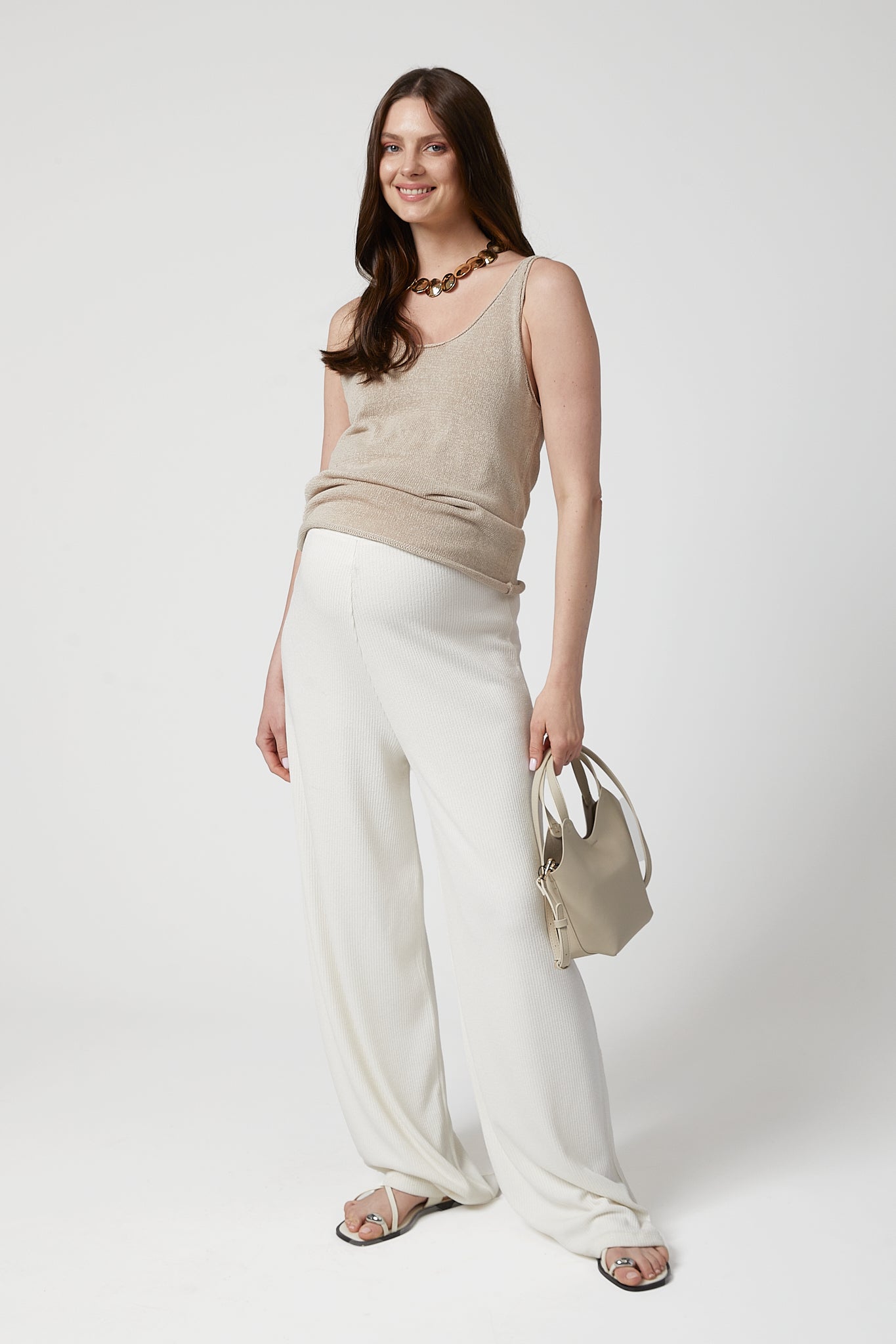 Celine Maternity Wide-Leg Trousers - White