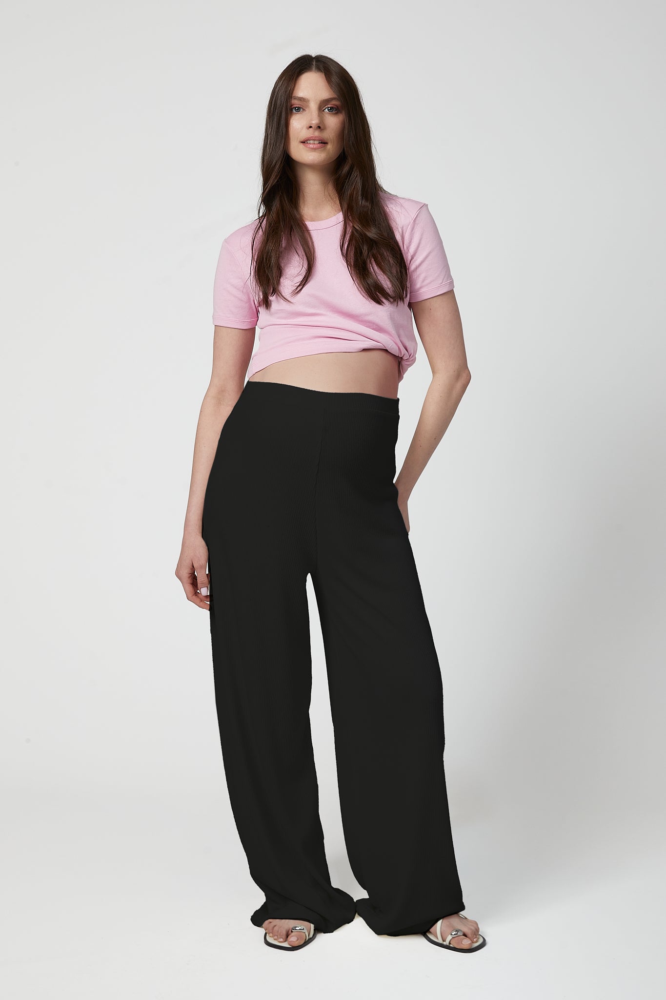 Celine Maternity Wide-Leg Trousers - Black