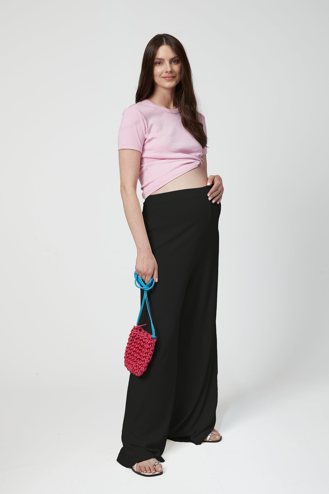 Celine Maternity Wide-Leg Trousers - Black