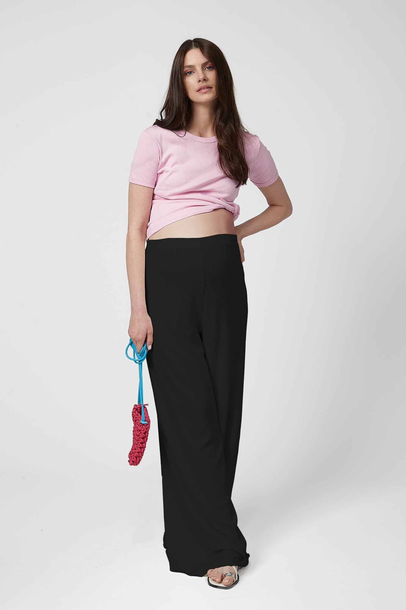 Celine Maternity Wide-Leg Trousers - Black