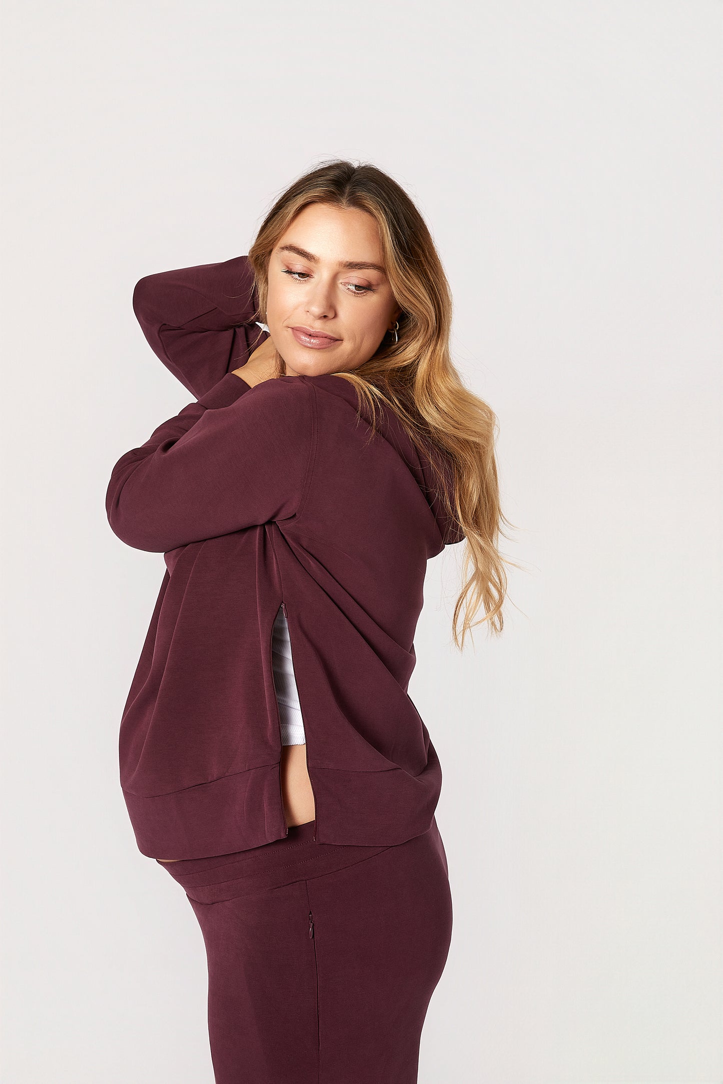 Willow V2 Maternity Track Suit Set - Burgundy