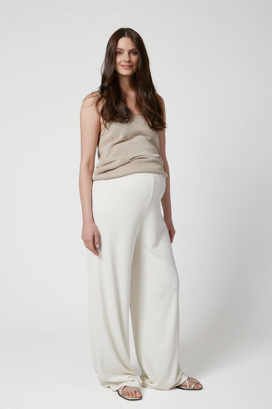 Celine Maternity Wide-Leg Trousers - White
