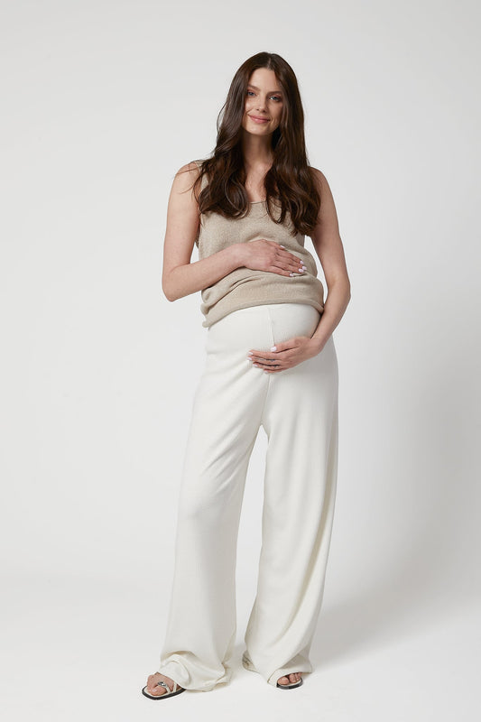 Celine Maternity Wide-Leg Trousers - White