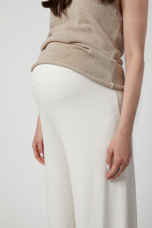 Celine Maternity Wide-Leg Trousers - White