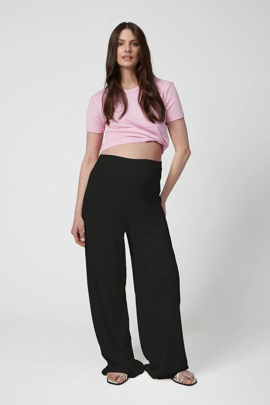 Celine Maternity Wide-Leg Trousers - Black