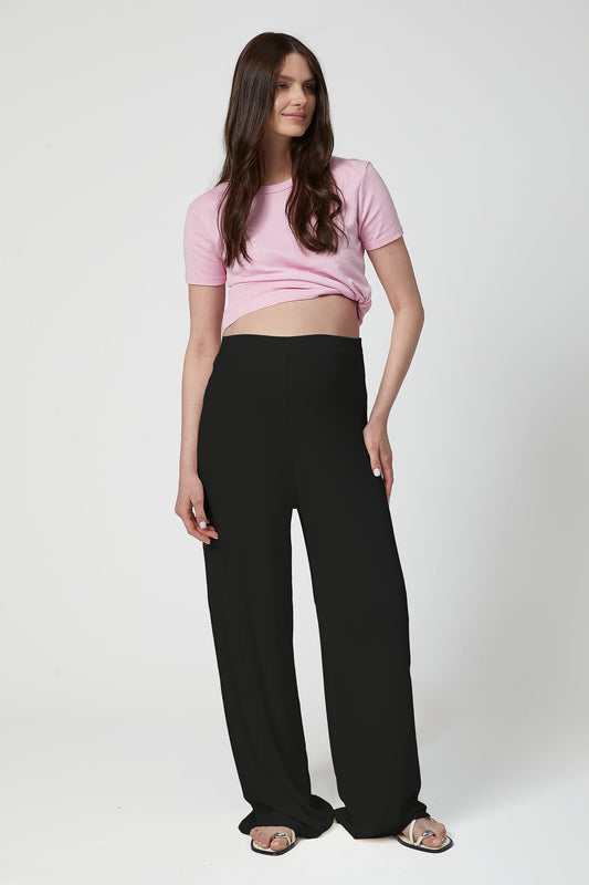 Celine Maternity Wide-Leg Trousers - Black