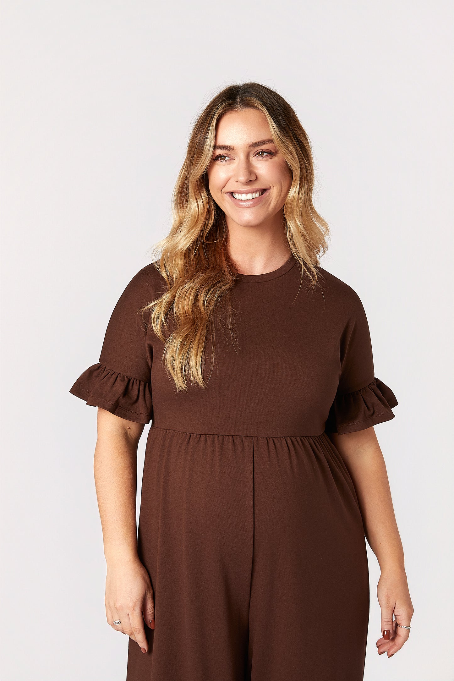 Lilyana Maternity Jumpsuit - Brown