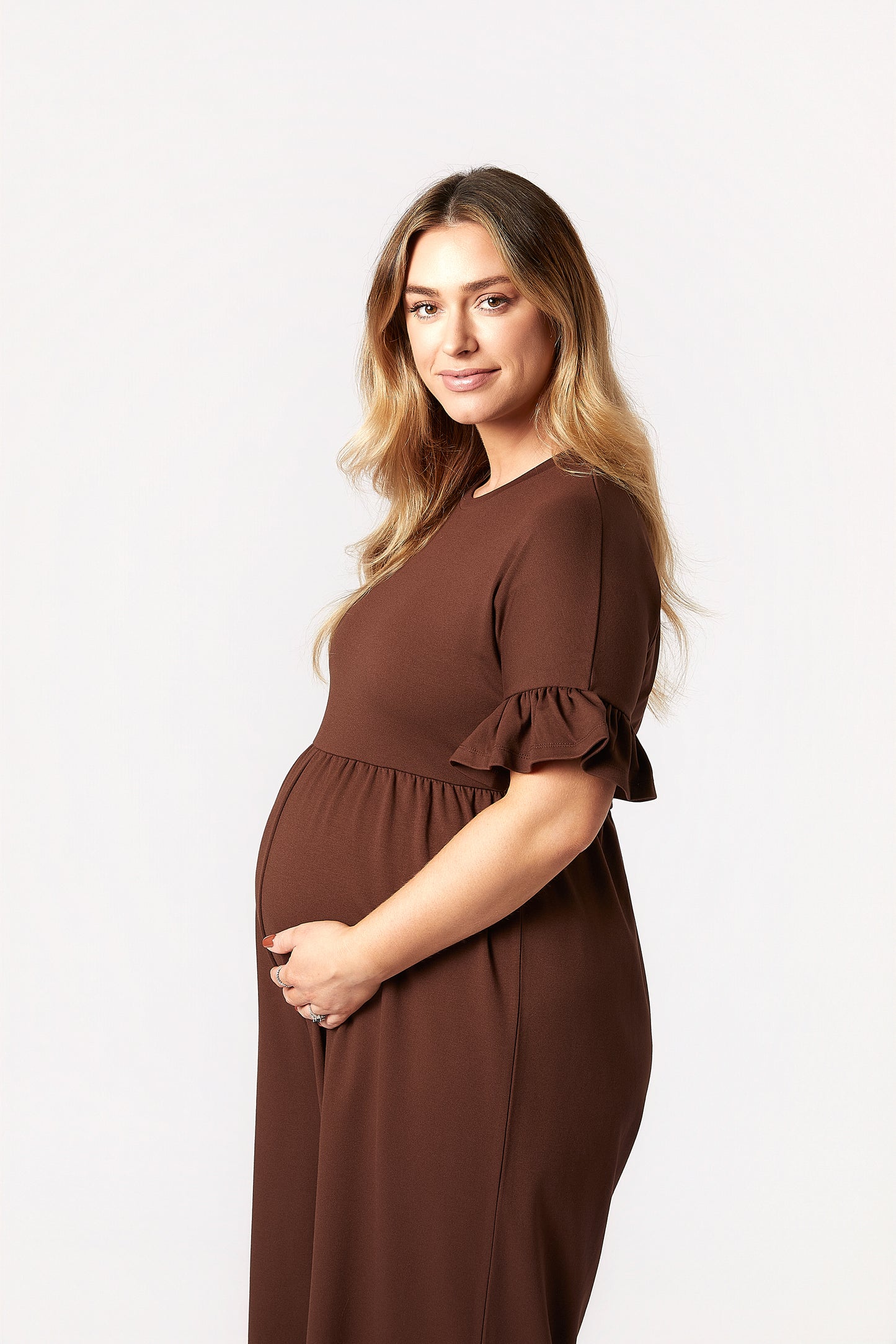 Lilyana Maternity Jumpsuit - Brown