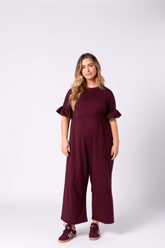 Lilyana Maternity Jumpsuit - Burgundy