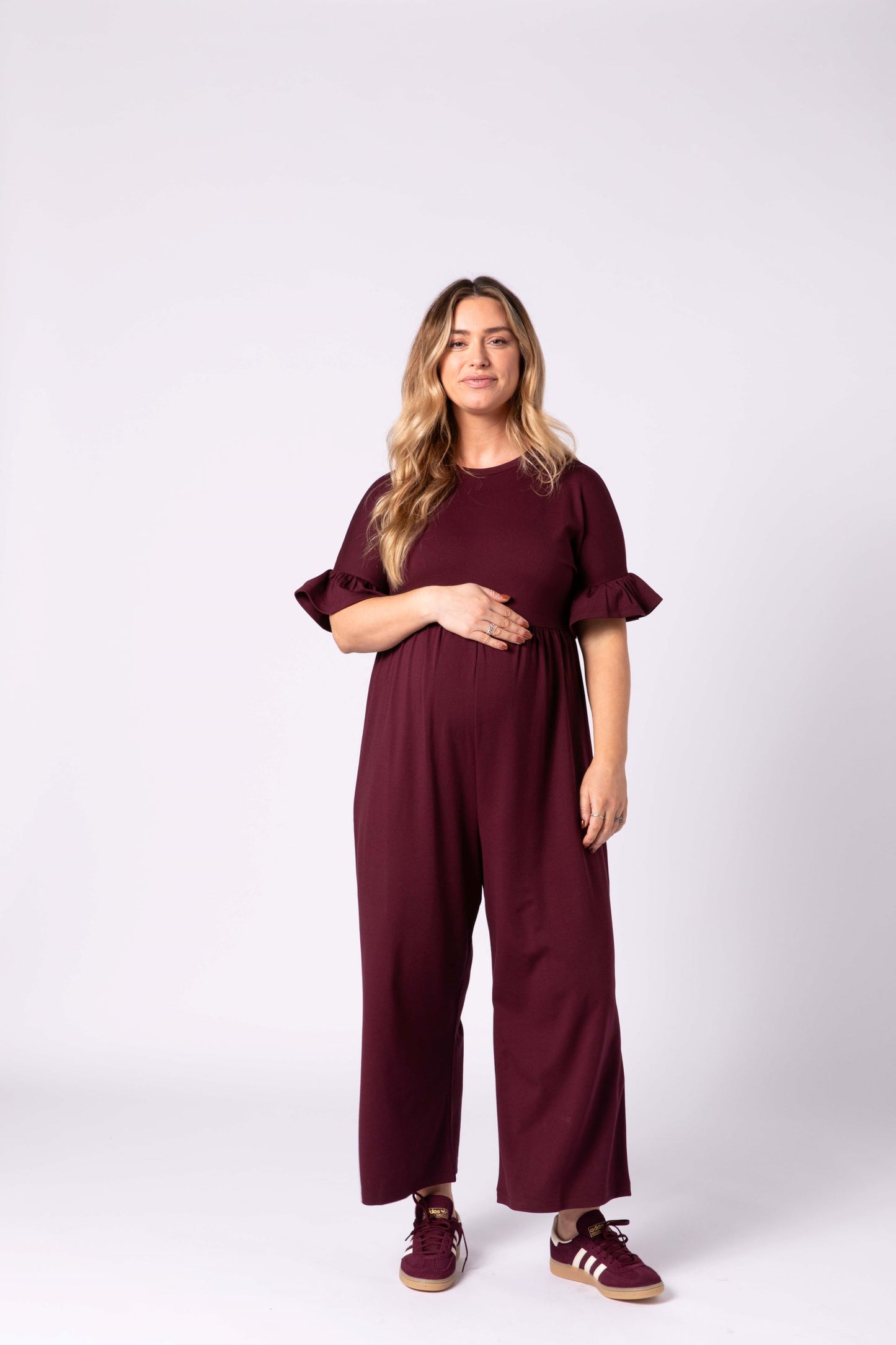 Lilyana Maternity Jumpsuit - Burgundy
