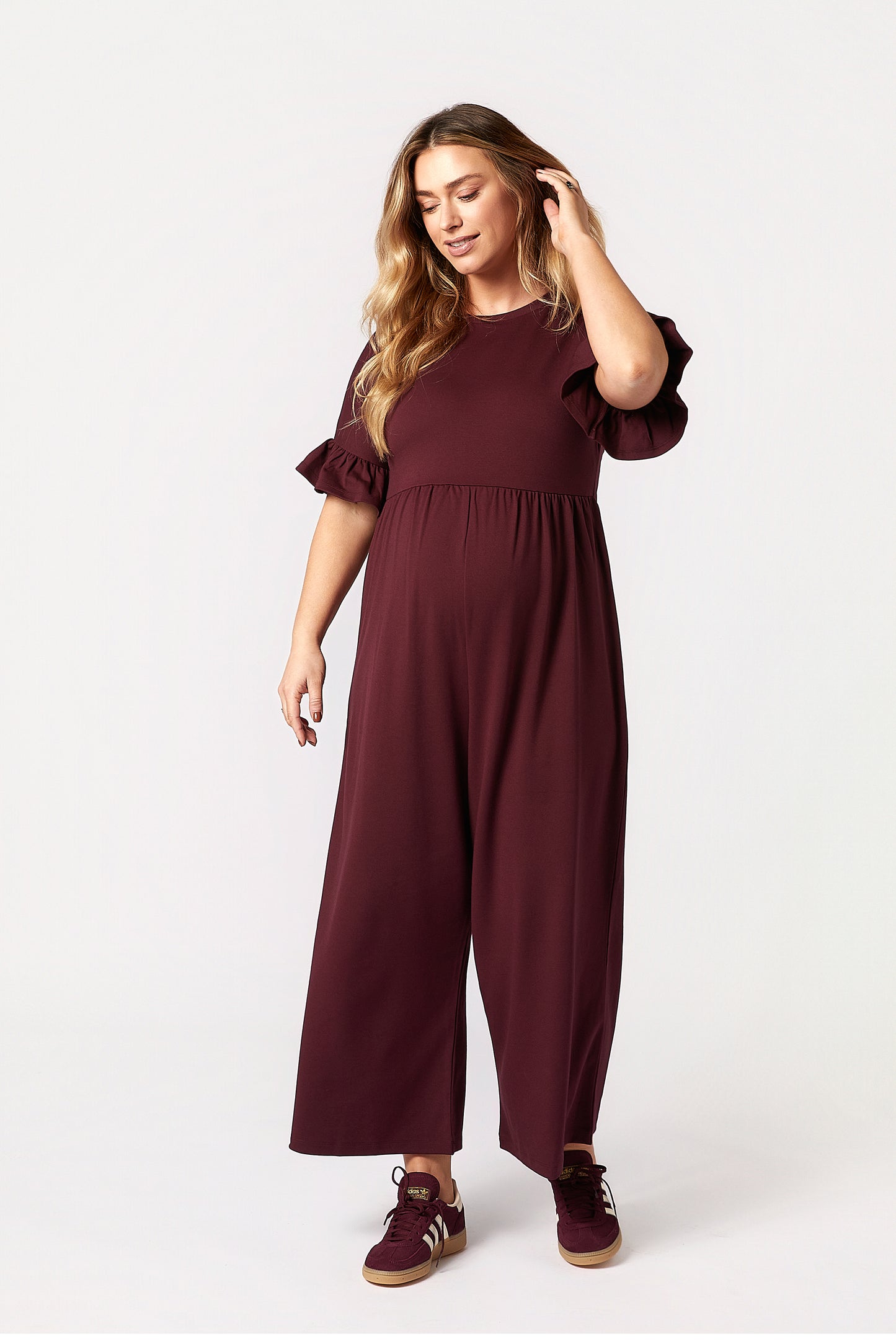 Lilyana Maternity Jumpsuit - Burgundy