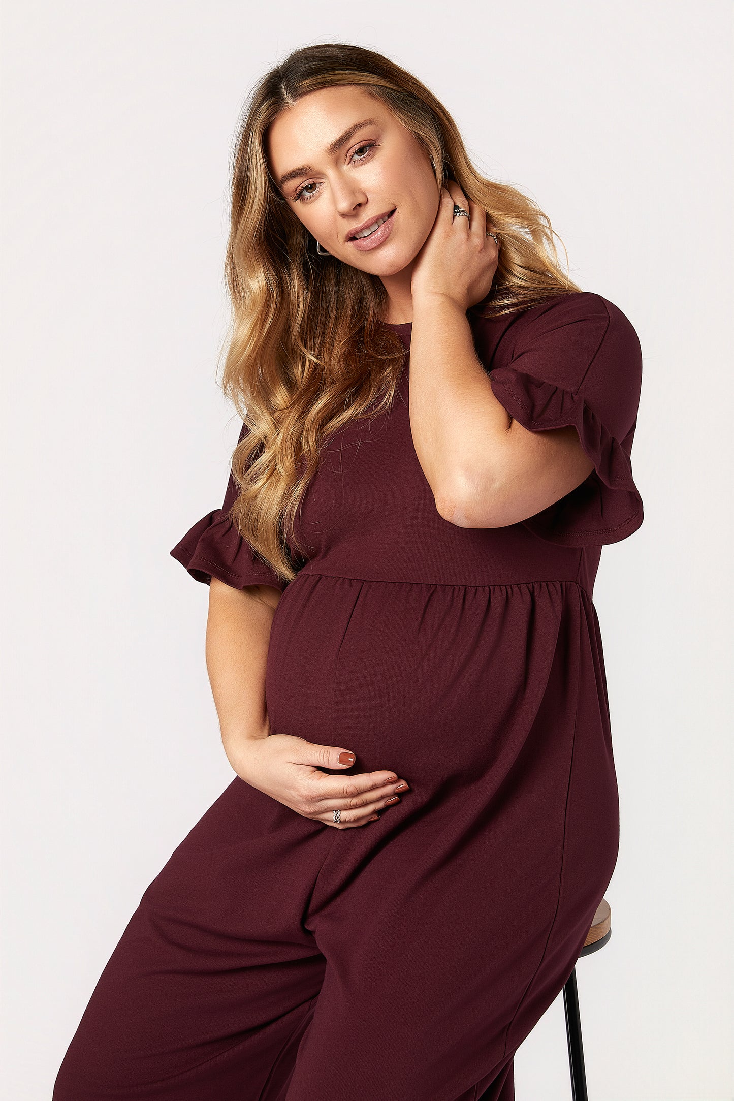 Lilyana Maternity Jumpsuit - Burgundy