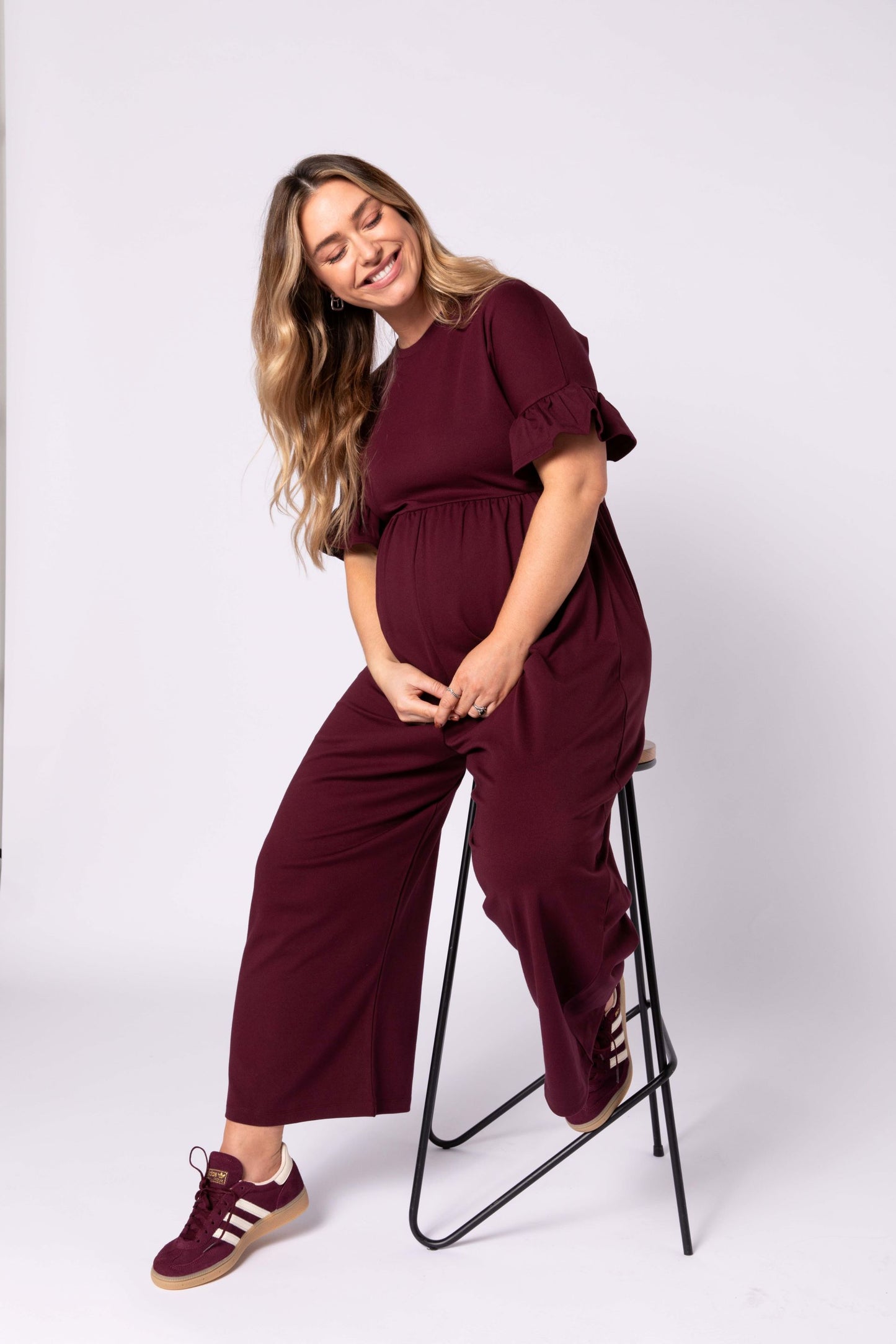 Lilyana Maternity Jumpsuit - Burgundy