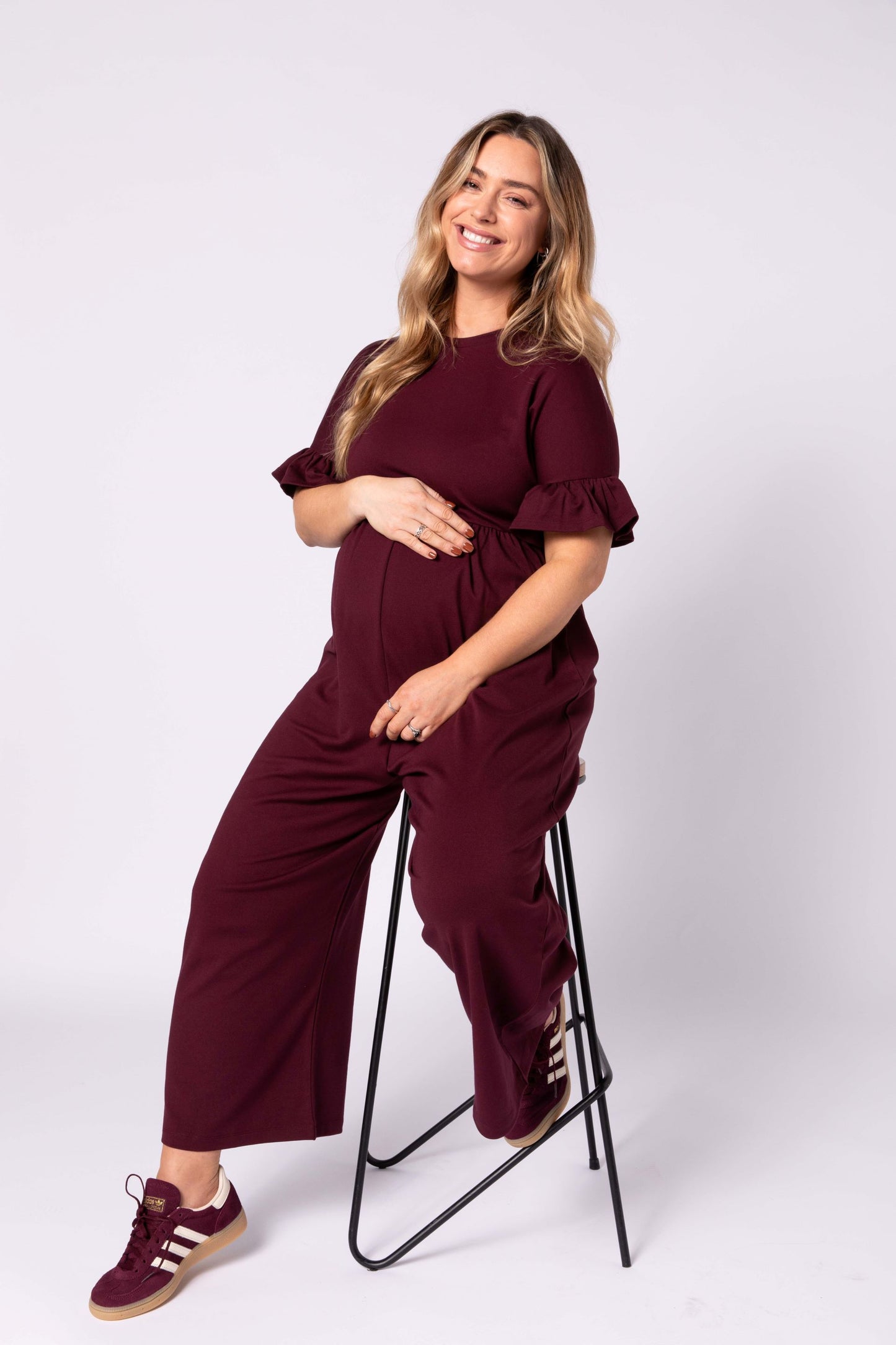 Lilyana Maternity Jumpsuit - Burgundy