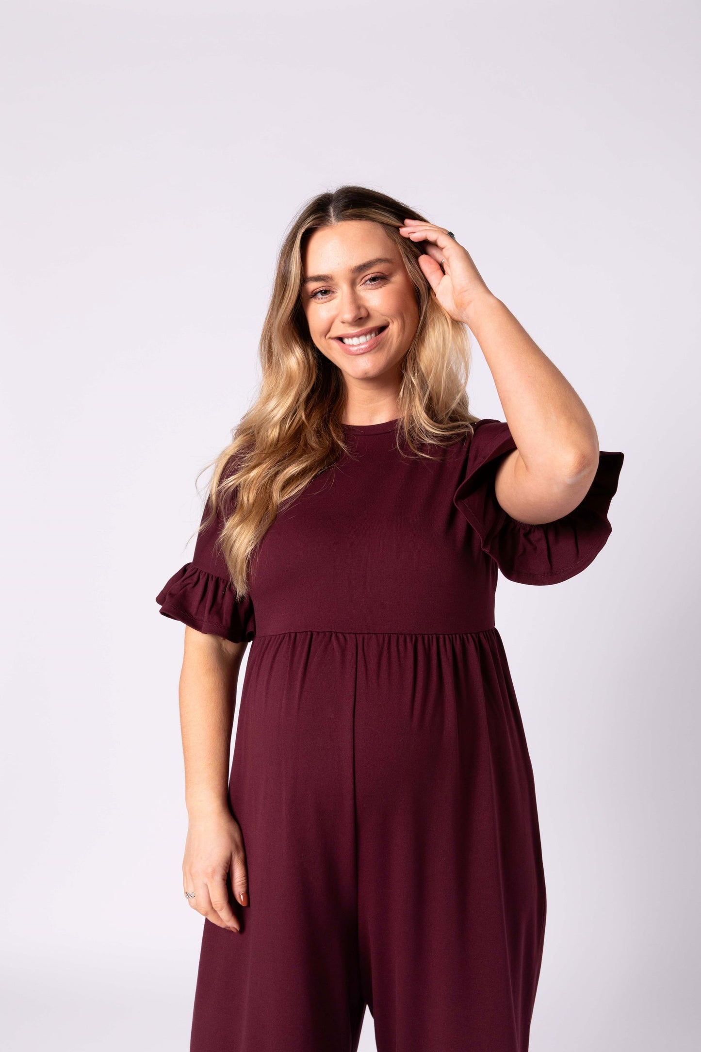 Lilyana Maternity Jumpsuit - Burgundy