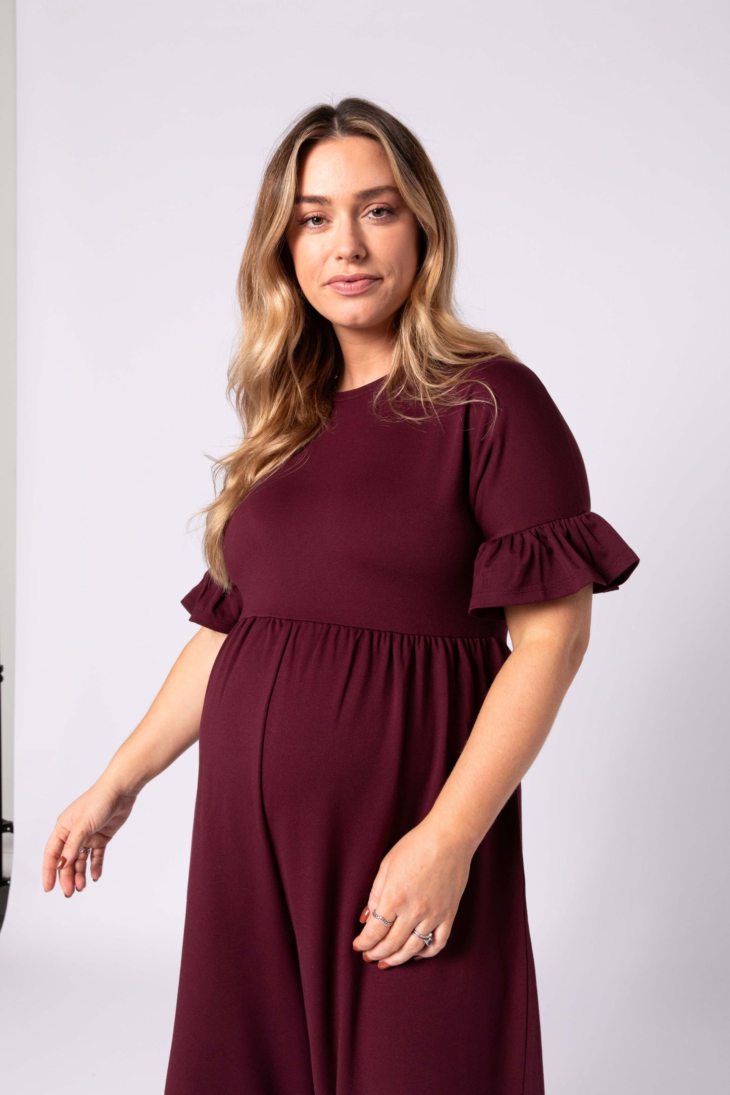 Lilyana Maternity Jumpsuit - Burgundy