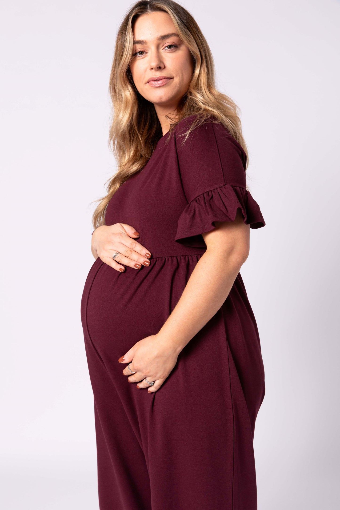 Lilyana Maternity Jumpsuit - Burgundy
