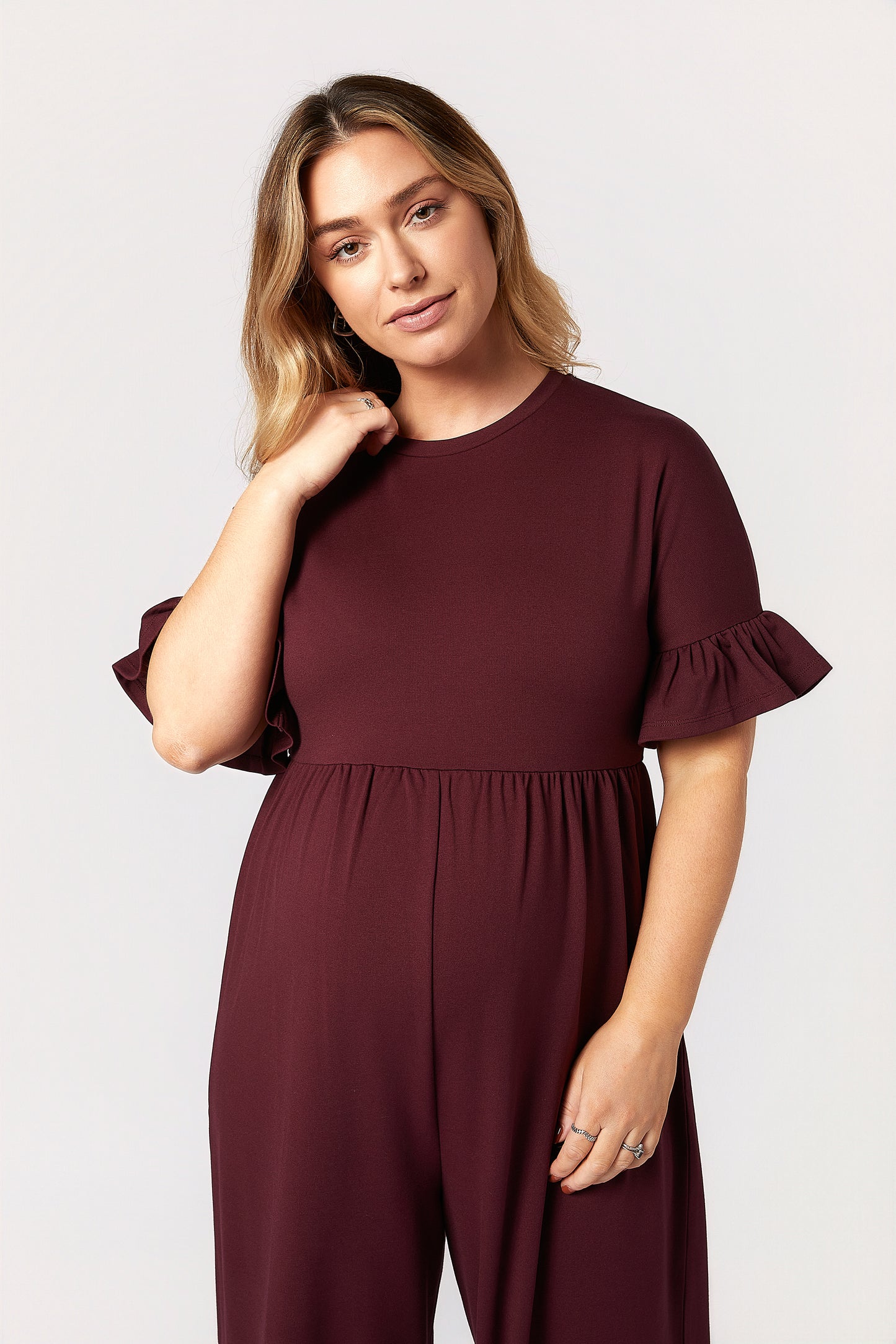 Lilyana Maternity Jumpsuit - Burgundy