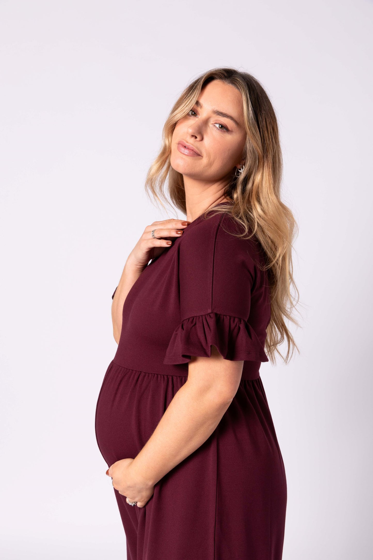 Lilyana Maternity Jumpsuit - Burgundy