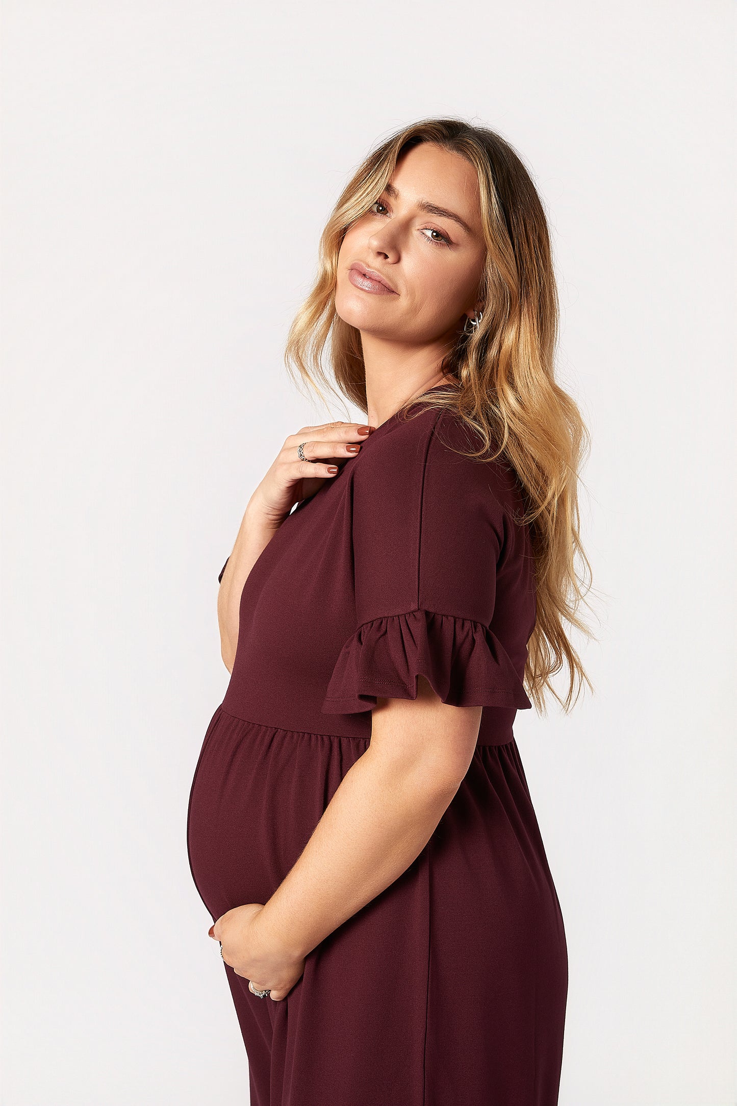 Lilyana Maternity Jumpsuit - Burgundy