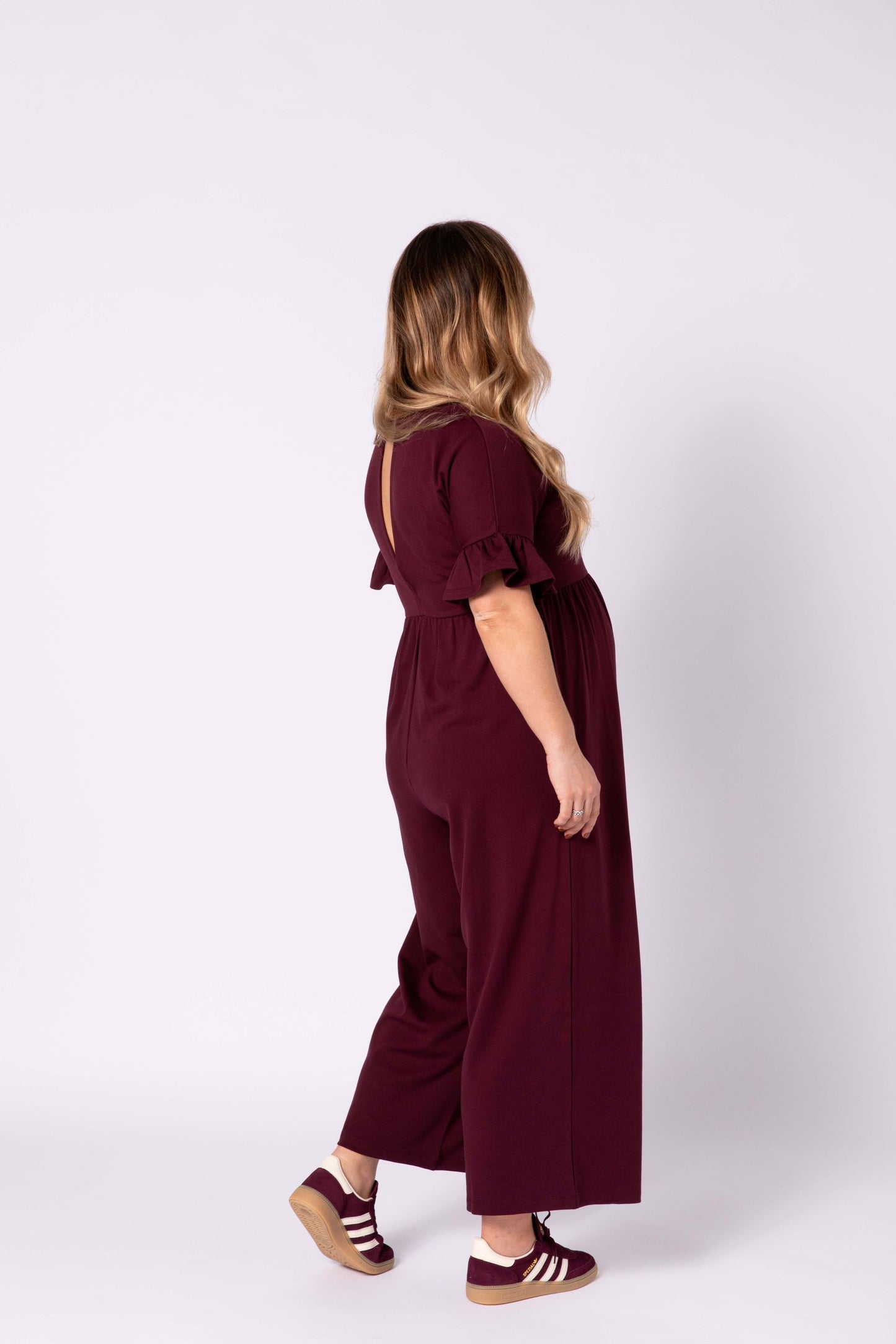 Lilyana Maternity Jumpsuit - Burgundy