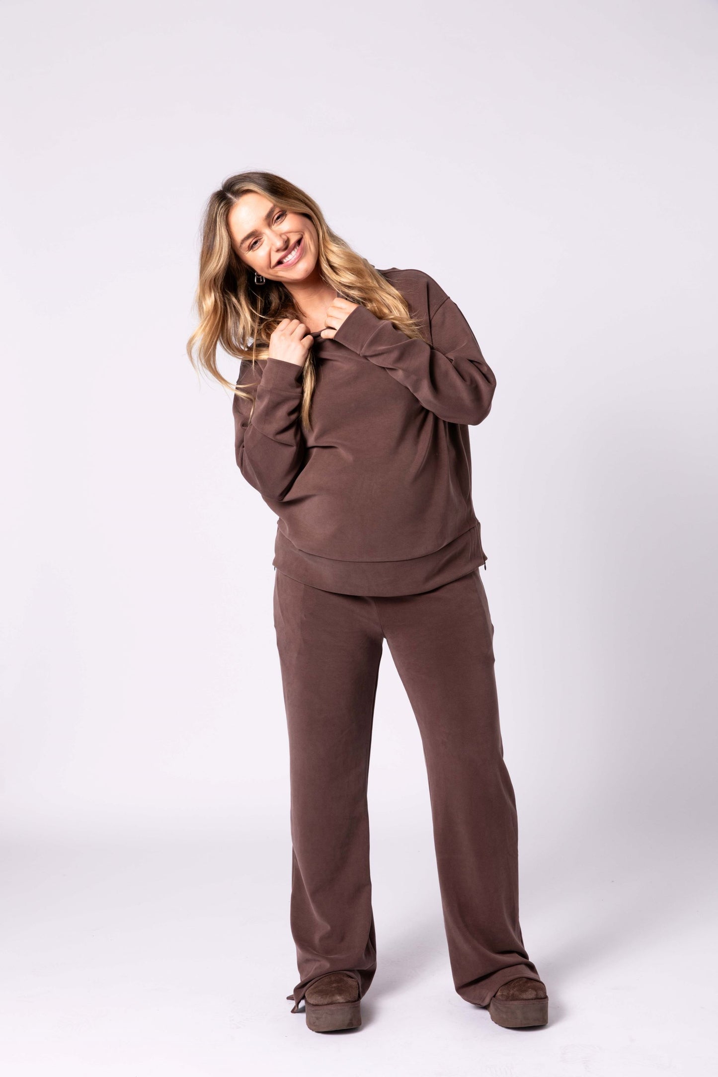 Willow V2 Maternity Track Suit Set - Brown
