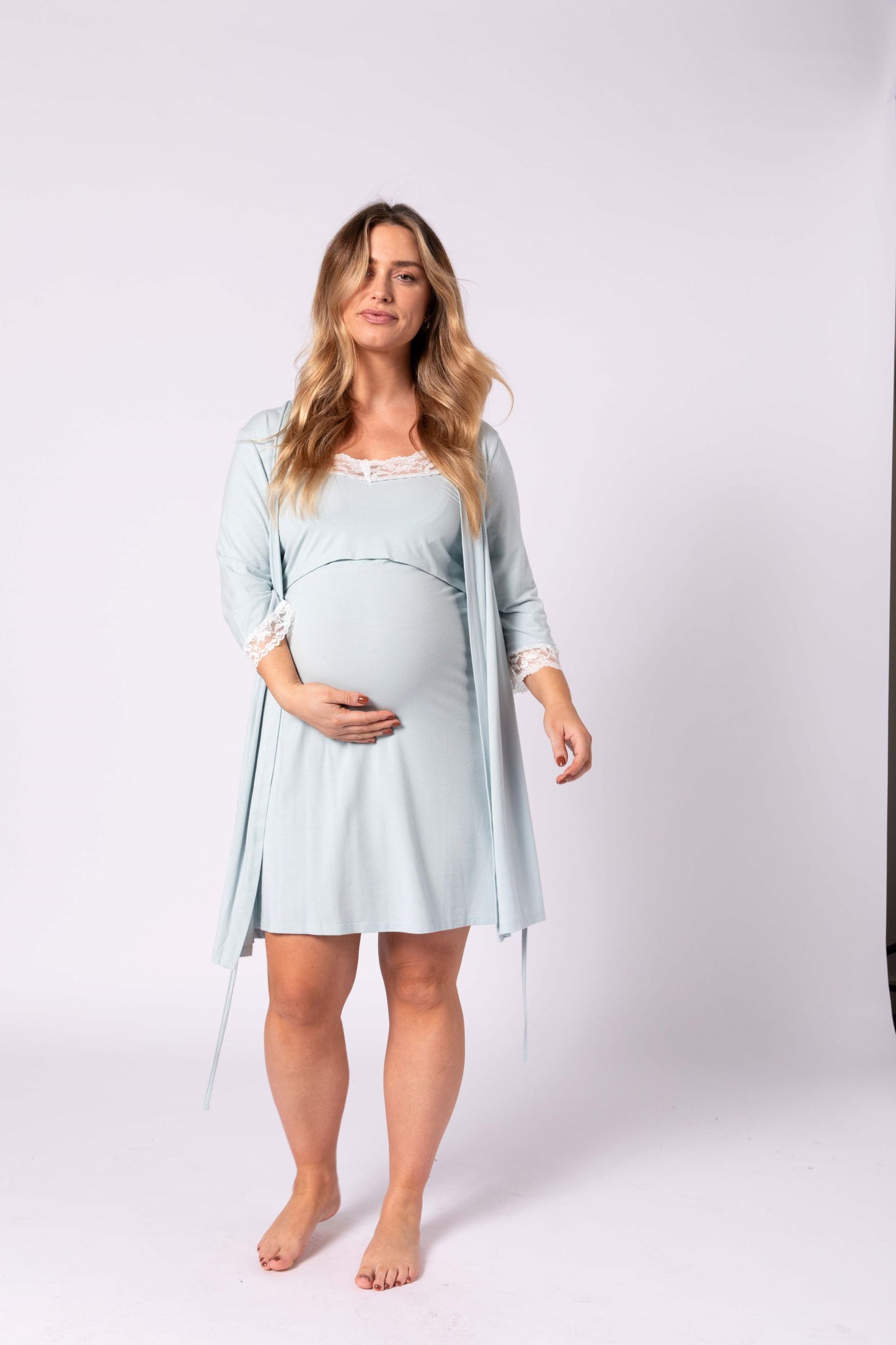 Amber Maternity - Nursing Pyjama 2-piece Set - Blue