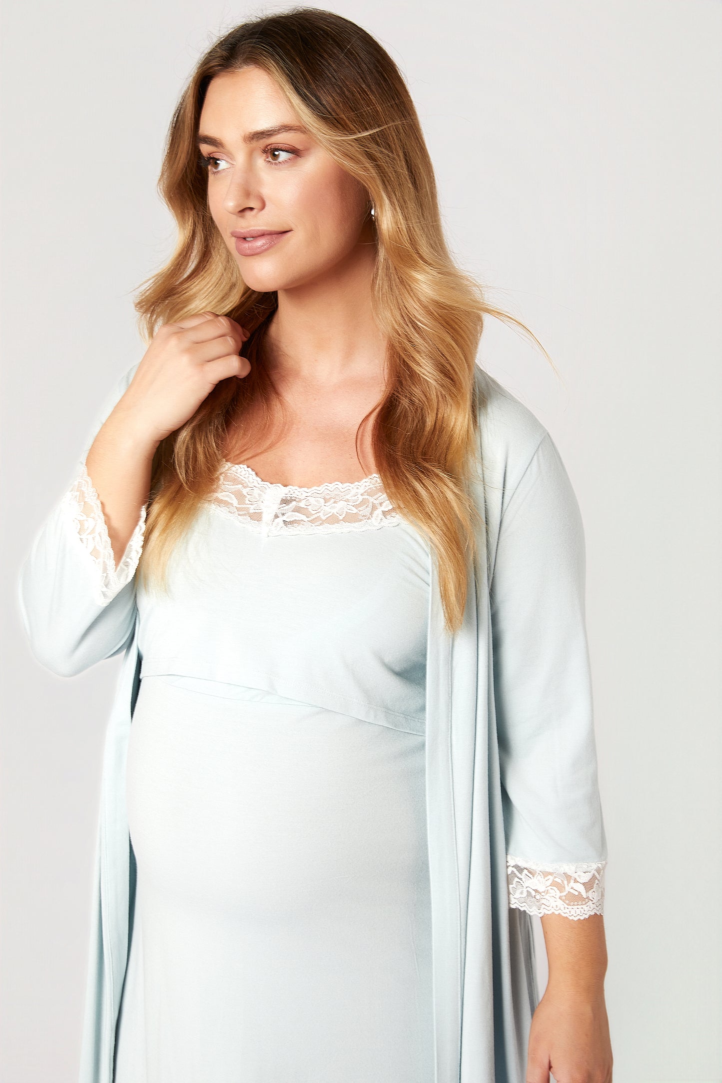 Amber Maternity - Nursing Pyjama 2-piece Set - Blue